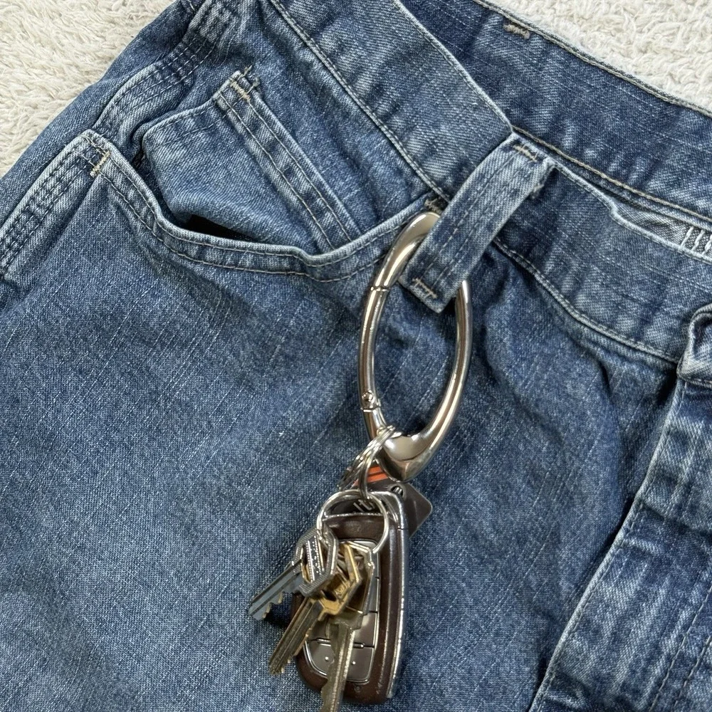 Y2K Oval Carabiner Clip Silver Metal Keychain Key Ring Hiking Gorpcore